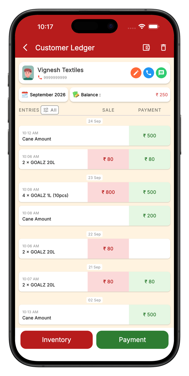 Smart Sales Ledger app screen 4