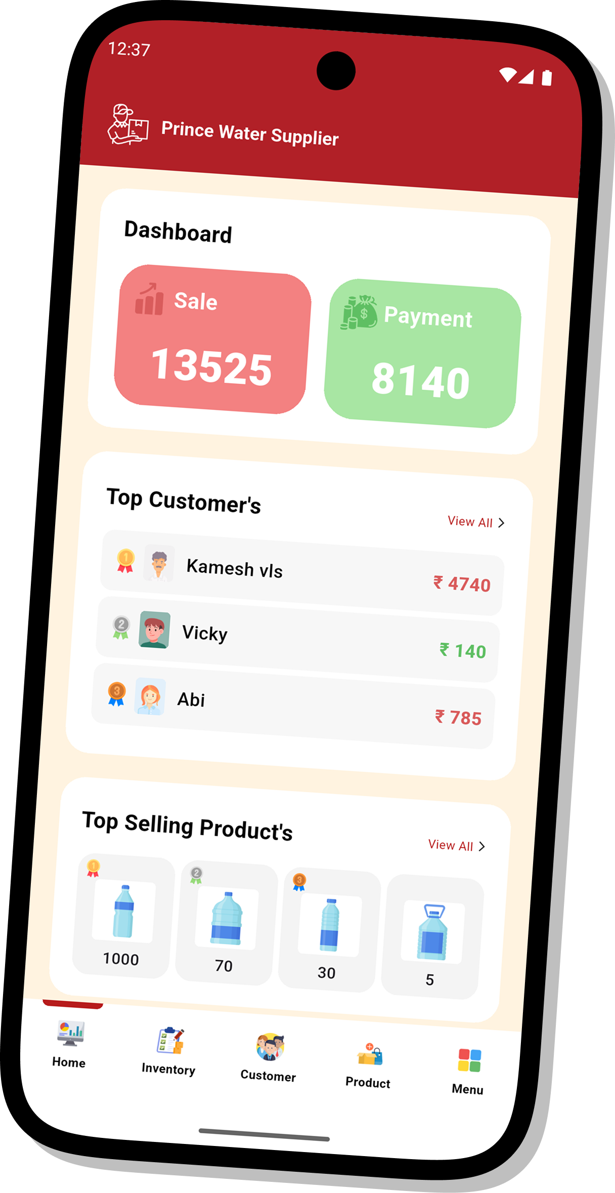 Smart Sales Ledger app dashboard